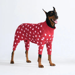 Dog Pajama - Red Hearts